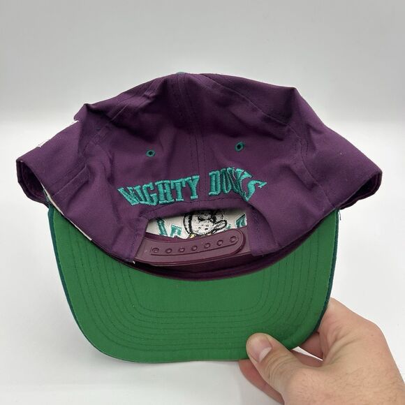 Vintage Anaheim Mighty Ducks Hat Cap Snap Back Purple Teal NHL Hockey Mens 90s - Picture 9 of 9